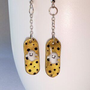 Handmade Cute Ghost Earrings with Polka Dots